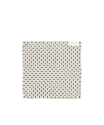 Brunello Cucinelli Geometric-pattern Silk Pocket Square In White
