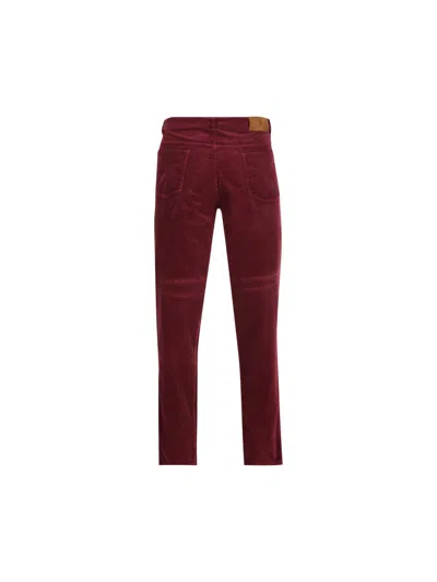 Brunello Cucinelli Belt Loops Slacks In Burgundy