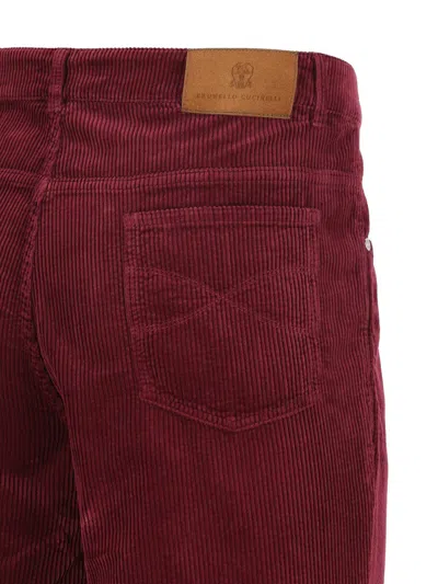 Brunello Cucinelli Belt Loops Slacks In Burgundy