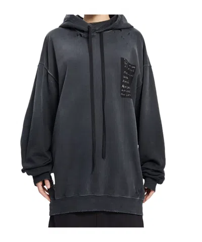 Ann Demeulemeester Annemarie High Comfort Hoody With Printed Patches In Black