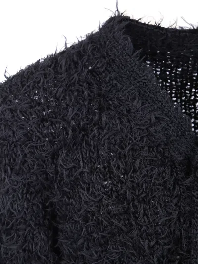 Sacai Furry Knit Cardigan In Blue