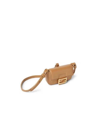 Fendi Nano Baguette Charm In Beige Nappa In Neutral