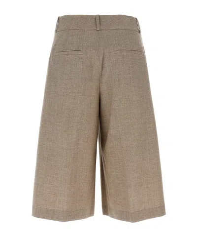 Peserico Micro Houndstooth Long Bermuda Shorts Bermuda And Short Beige In Brown