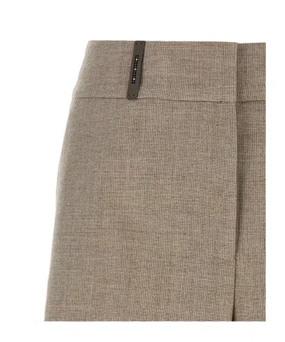 Peserico Micro Houndstooth Long Bermuda Shorts Bermuda And Short Beige In Brown