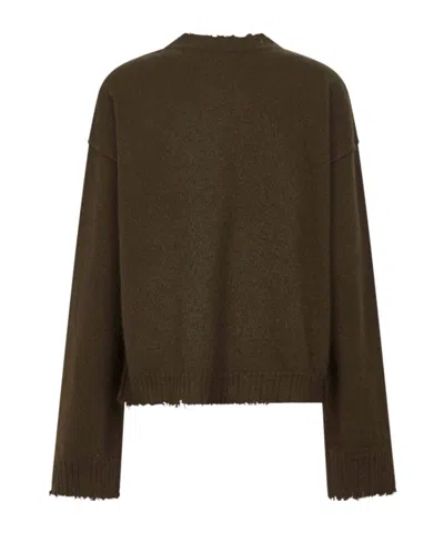 Uma Wang Green Cashmere Sweater With Distressed Details In Green
