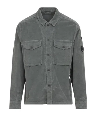 C.p. Company Structured Grey Jacket With Button-up Front And Signature Lens Detail In Gray
