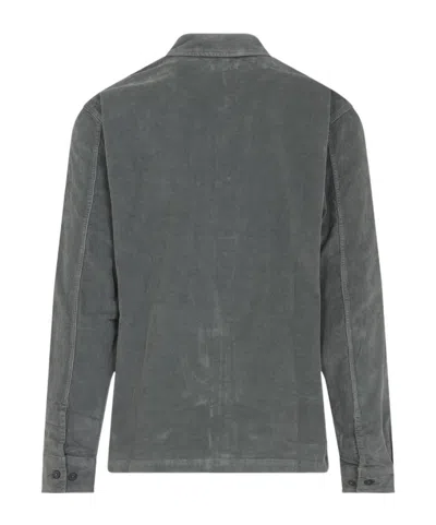 C.p. Company Structured Grey Jacket With Button-up Front And Signature Lens Detail In Gray