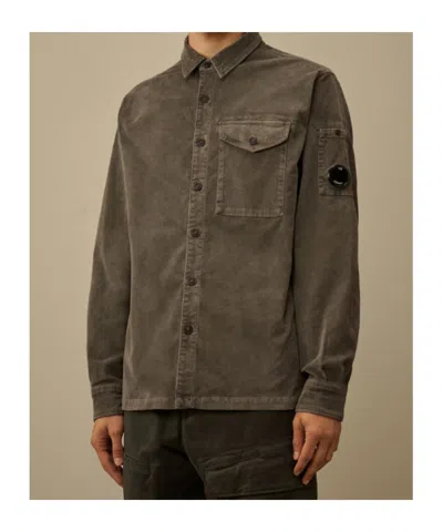 C.p. Company Corduroy Lens Longsleeve Button Shirt In Brown