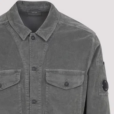 C.p. Company Structured Grey Jacket With Button-up Front And Signature Lens Detail In Gray