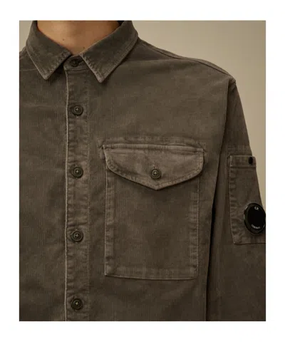 C.p. Company Corduroy Lens Longsleeve Button Shirt In Brown