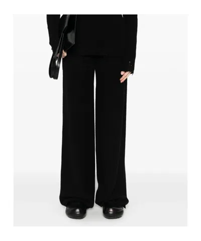 Uma Wang Ribbed Texture Wide Leg Trousers In Black