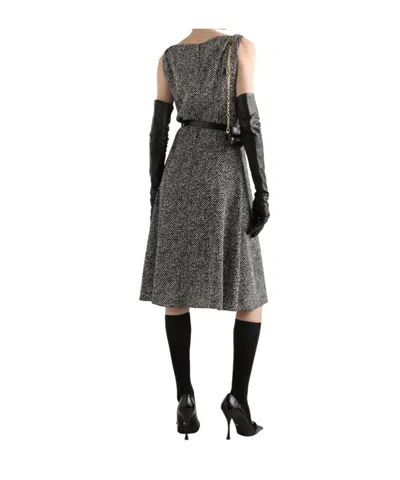 Dolce & Gabbana Wool Herringbone Midi Dress In Multi