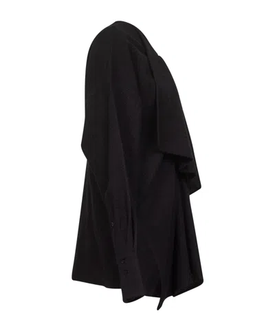 Uma Wang Black Virgin Wool Frontera Canvas Blouse In Black