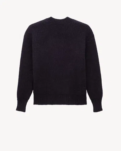 Saint Laurent Thick Knit Pullover In Blue