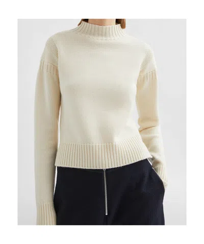 Jil Sander Wool Mock-neck Sweater In Neutral