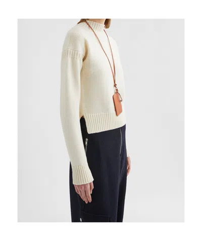 Jil Sander Wool Mock-neck Sweater In Neutral