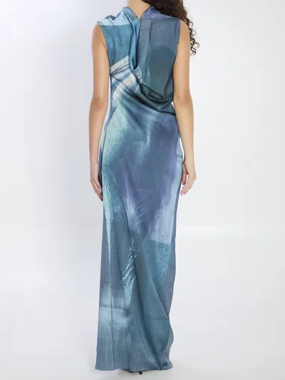 Jean Paul Gaultier Satin Dress Asymmetric Neckline In Blue
