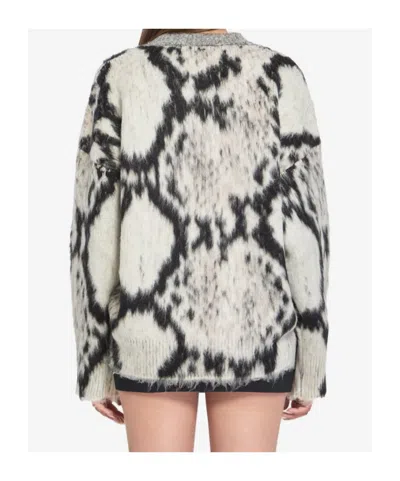Attico Cropped Python Print Sweater In Black