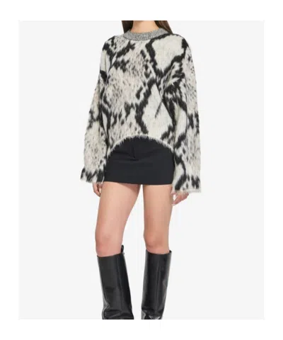 Attico Cropped Python Print Sweater In Black
