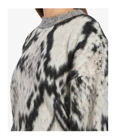 Attico Cropped Python Print Sweater In Black