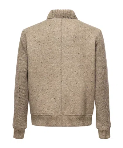 Eleventy Speckled-effect Ribbed Jacket In Brown