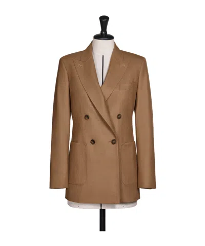 Max Mara Double-breasted Blazer Notch Lapel In Brown