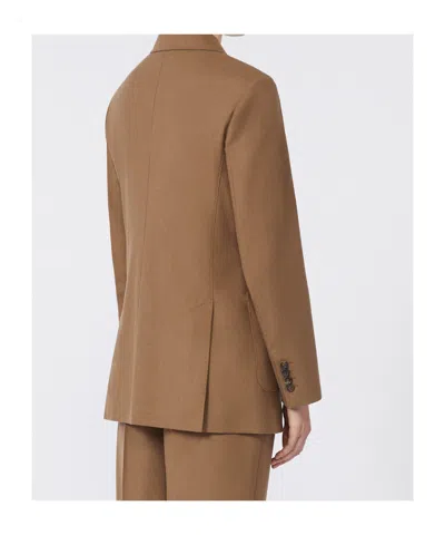 Max Mara Double-breasted Blazer Notch Lapel In Brown