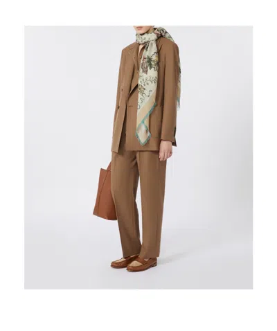 Max Mara Double-breasted Blazer Notch Lapel In Brown