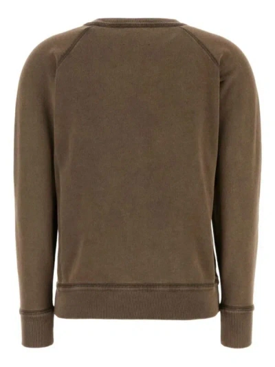 Isabel Marant Long-sleeve Graphic Sweatshirt With Vintage Wash In Brown