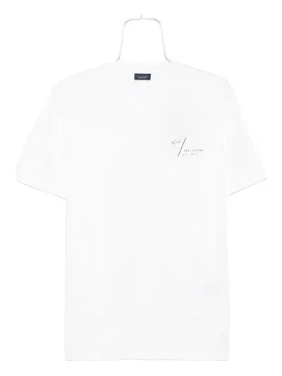 Paul & Shark Crew Neck Short Sleeve Straight Hem T-shirt In White
