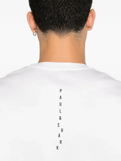 Paul & Shark Crew Neck Short Sleeve Straight Hem T-shirt In White
