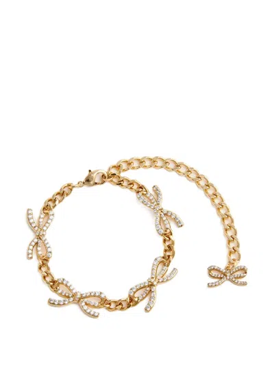 Self-portrait Girls Crystal Bow Bracelet In Gold