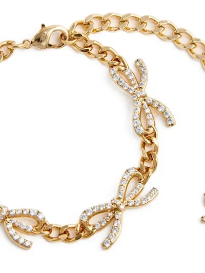 Self-portrait Girls Crystal Bow Bracelet In Gold