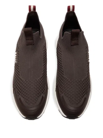 Bally Knit-effect Pull-on Sneakers In Brown