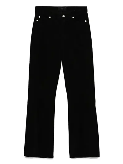 7 For All Mankind Embellished Straight Trousers In Black