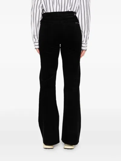 7 For All Mankind Embellished Straight Trousers In Black