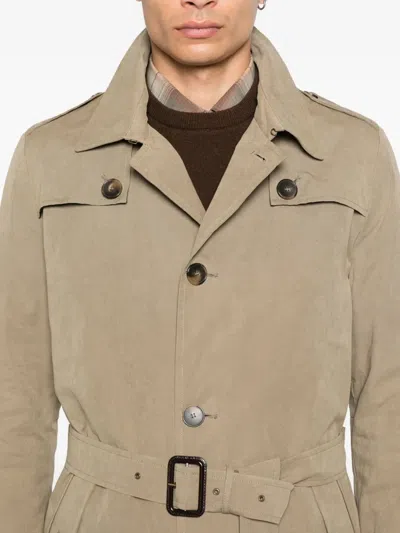 L'impermeabile Gilberto Belted Trench Coat In Brown