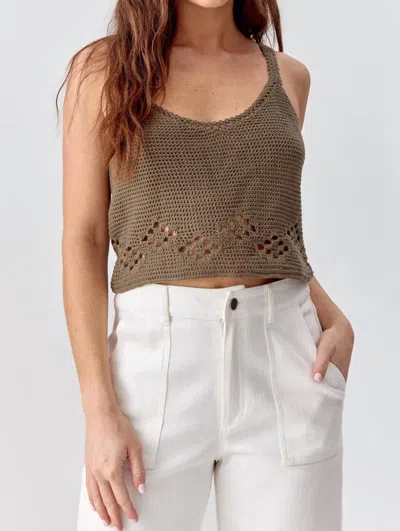 Greylin Dixie Crochet Top In Olive In Multi