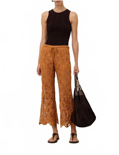Zimmermann Orange Lace Coco Pant In Black