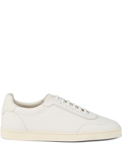 Brunello Cucinelli Men Deer Leather Sneakers With Grain In White