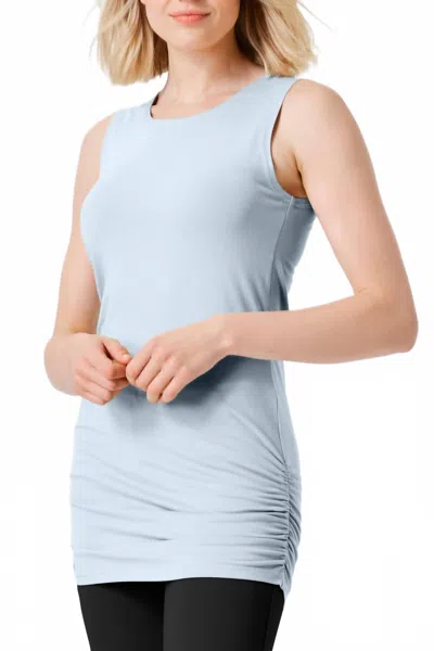 Planet By Lauren G Cotton Lycra Ruched Tank In Sky In Blue