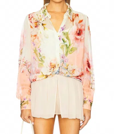 Hemant & Nandita Kavi Top With Inner Cami In Pink Blue Mix In Pink