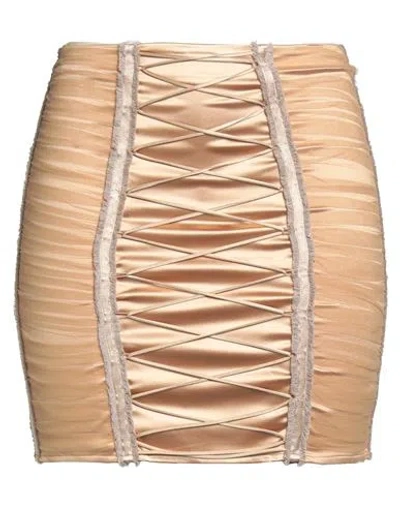 Elisabetta Franchi Woman Mini Skirt Camel Size 4 Acetate, Polyamide, Elastane In Neutral