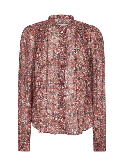Isabel Marant Étoile Rust Printed Crepe Noeline Blouse In Brown