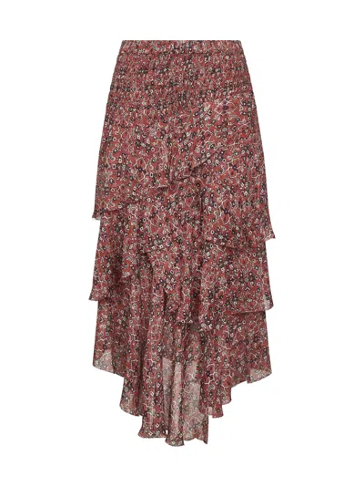 Isabel Marant Étoile Rust Printed Georgette Brigitte Midi Skirt In Multi