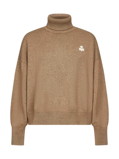 Isabel Marant Étoile Isabel Marant Etoile Nashas Turtleneck Sweater With Embroidered Logo In Brown