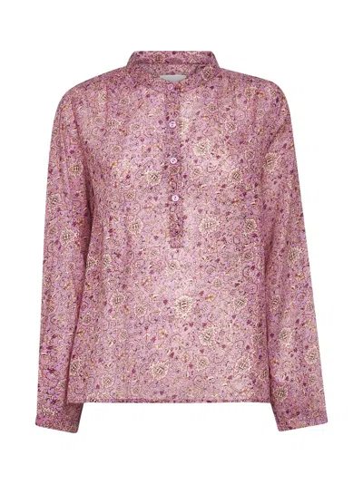 Isabel Marant Étoile Maria Floral-print Band-collar Shirt In Pink