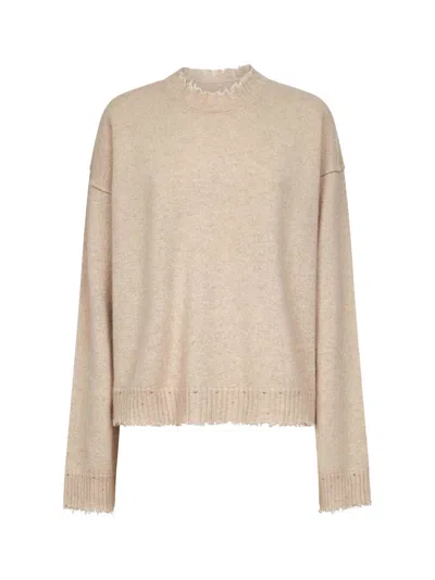 Uma Wang Cashmere Sweater With Fringed Hem In Brown