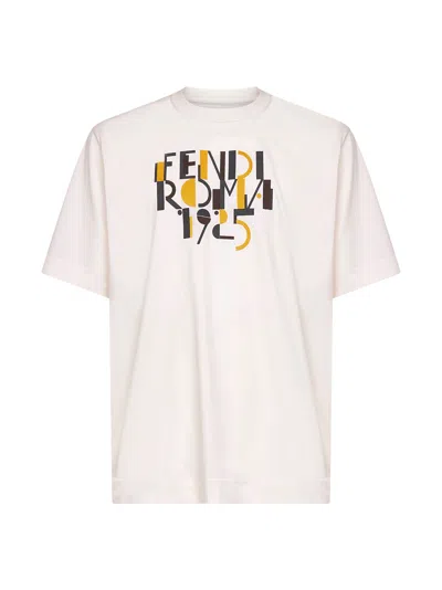 Fendi Roma 1925 Print Cotton T-shirt Clothing In White