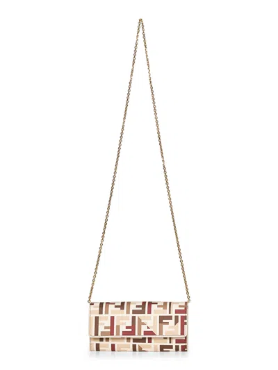 Fendi Pouch With Chain In Multicolor Ff Fabric In Multi
